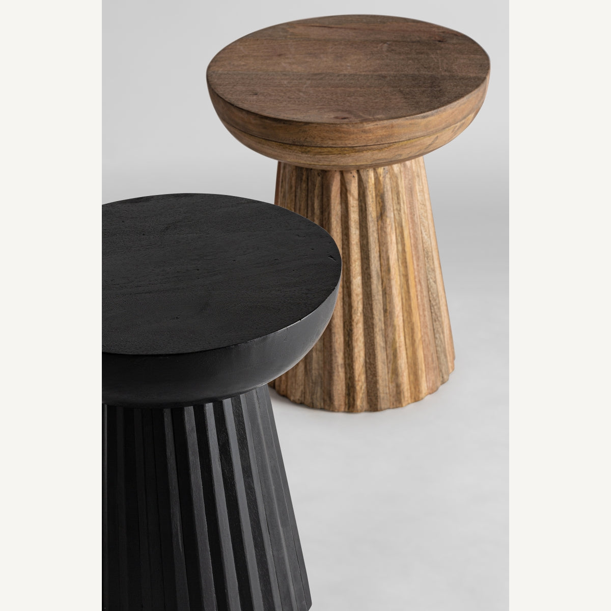 Plissé Wood alboko mahaia kolore naturalean