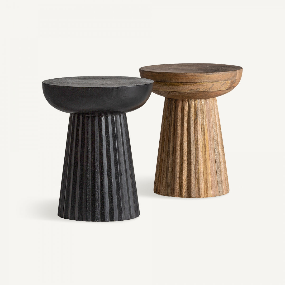 Plissé Wood alboko mahaia kolore naturalean