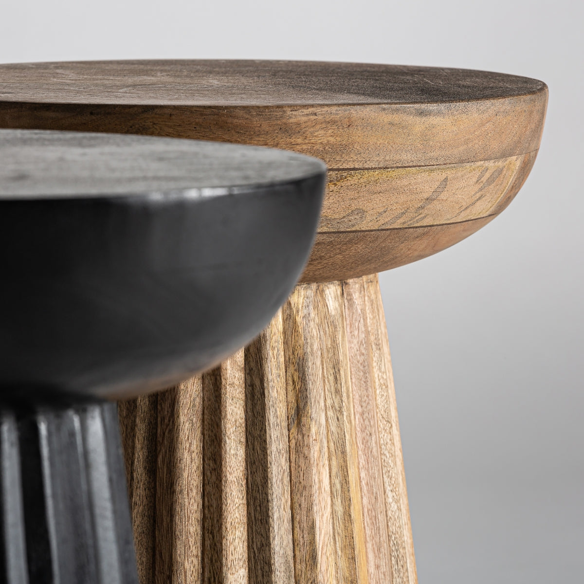 Plissé Wood alboko mahaia kolore naturalean