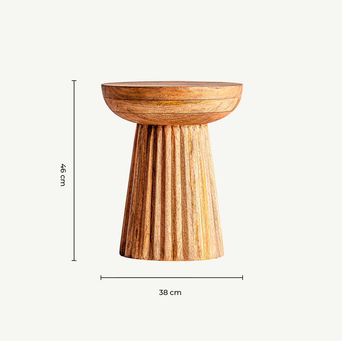 Plissé Wood alboko mahaia kolore naturalean