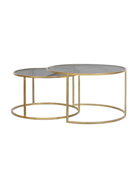 Taula de centre Duarte smoked glass & gold