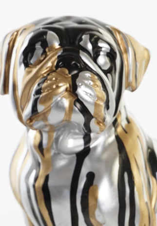 Figura Bulldog resina Daurat-negre