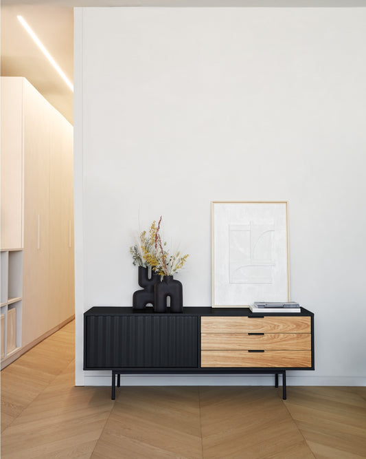 Mueble TV Nala- Color negro y roble 140cm