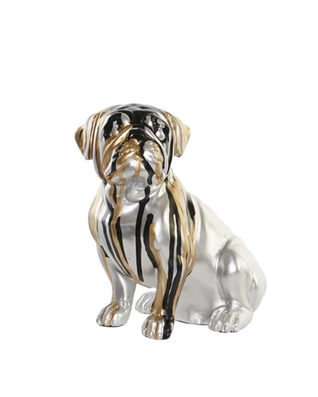 Figura Bulldog resina Daurat-negre
