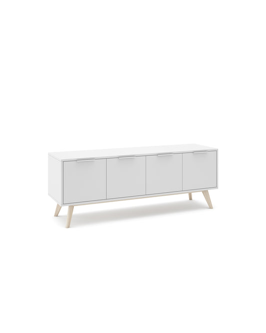Mueble TV modelo Style con puertas, color blanco - 140cm
