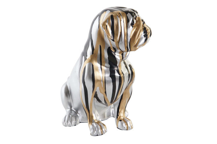 Figura Bulldog resina Daurat-negre