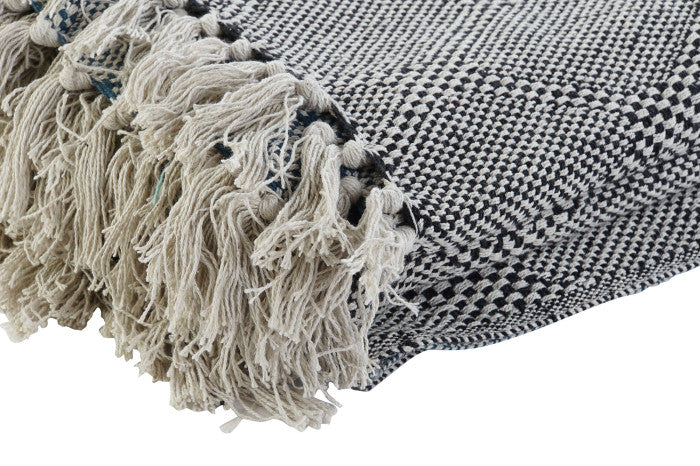 Plaid cotó 130x170 Diamonds blanc-negre