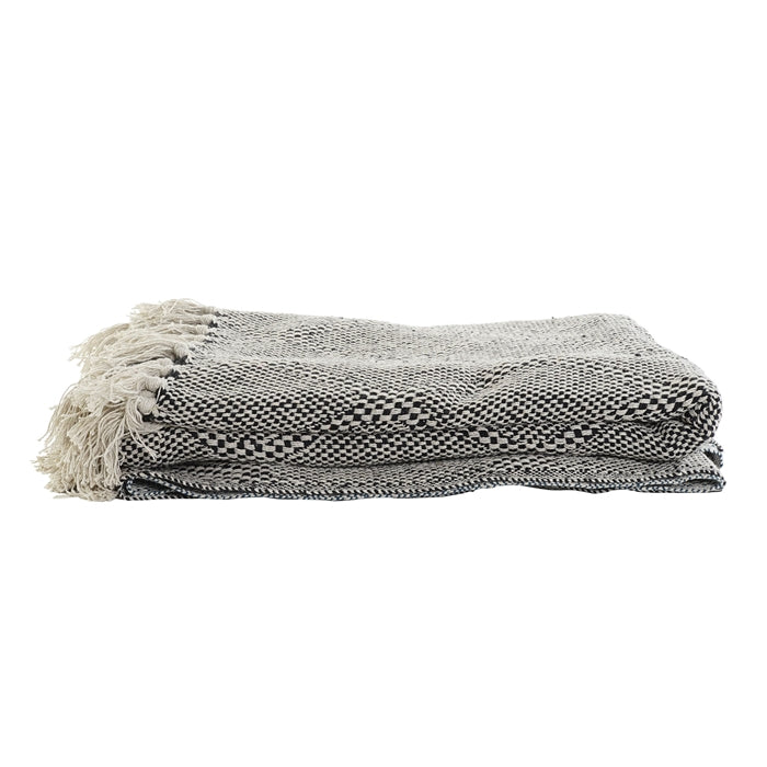 Plaid cotó 130x170 Diamonds blanc-negre