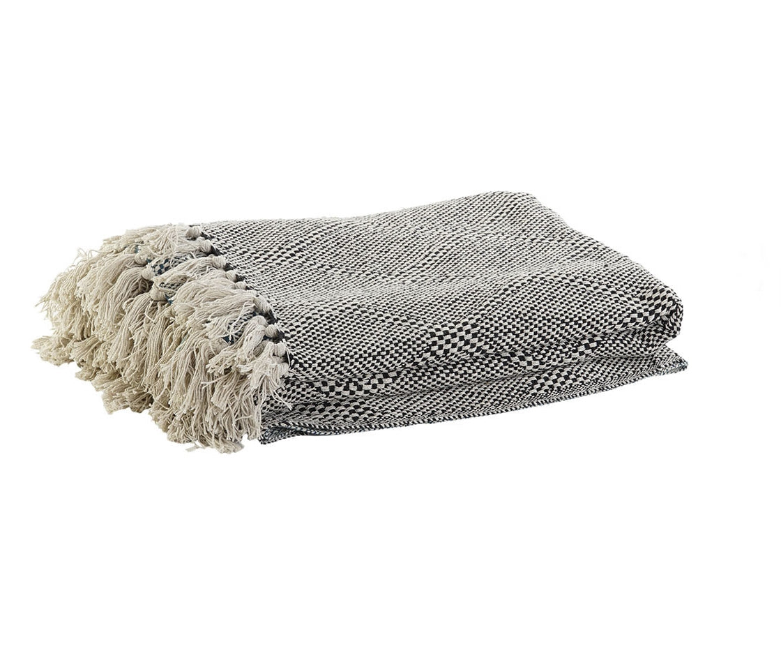 Plaid cotó 130x170 Diamonds blanc-negre