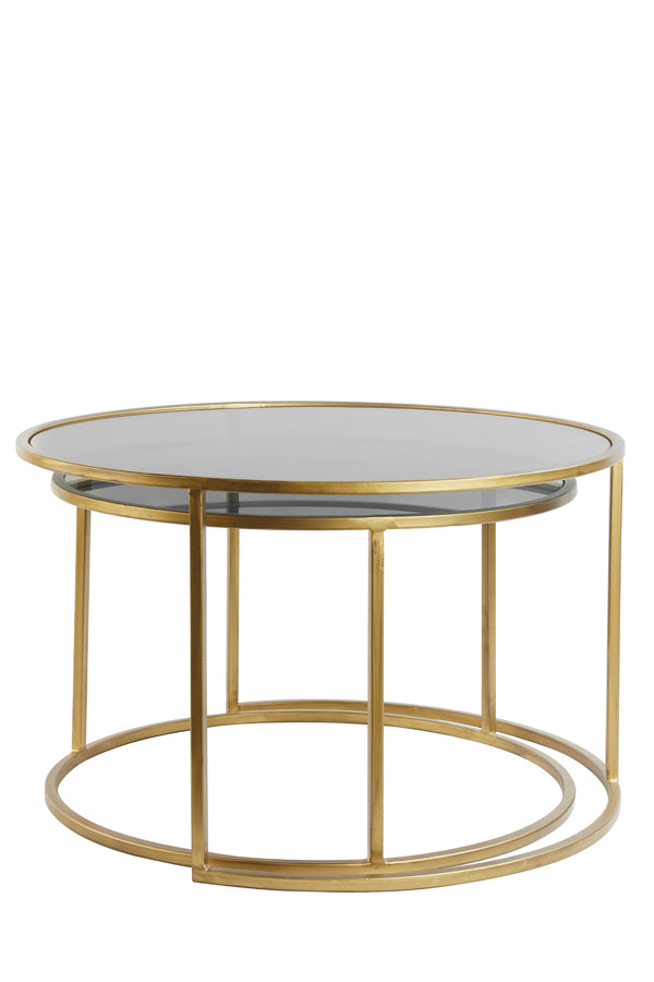 Taula de centre Duarte smoked glass & gold