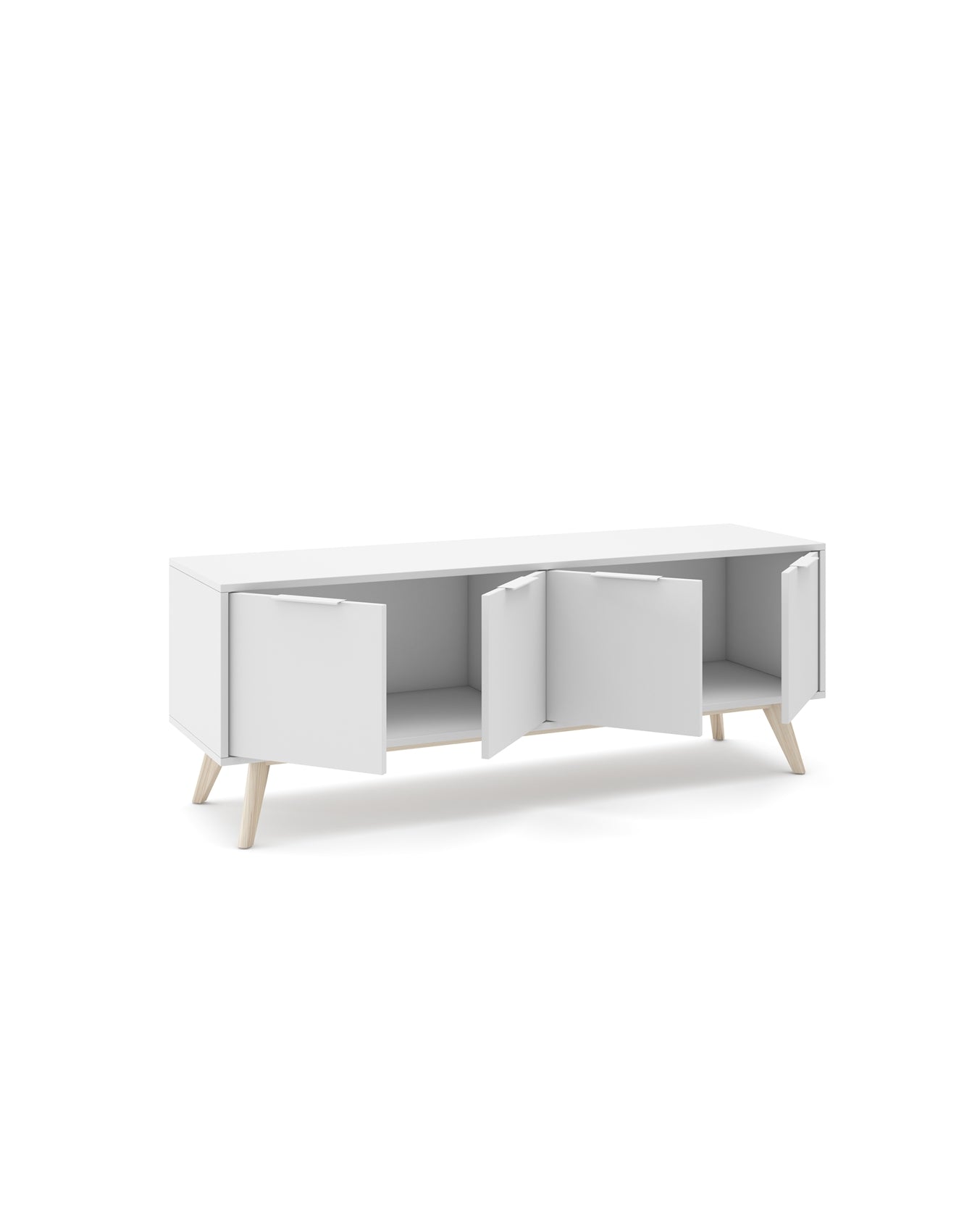 Mueble TV modelo Style con puertas, color blanco - 140cm