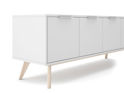 Mueble TV modelo Style con puertas, color blanco - 140cm