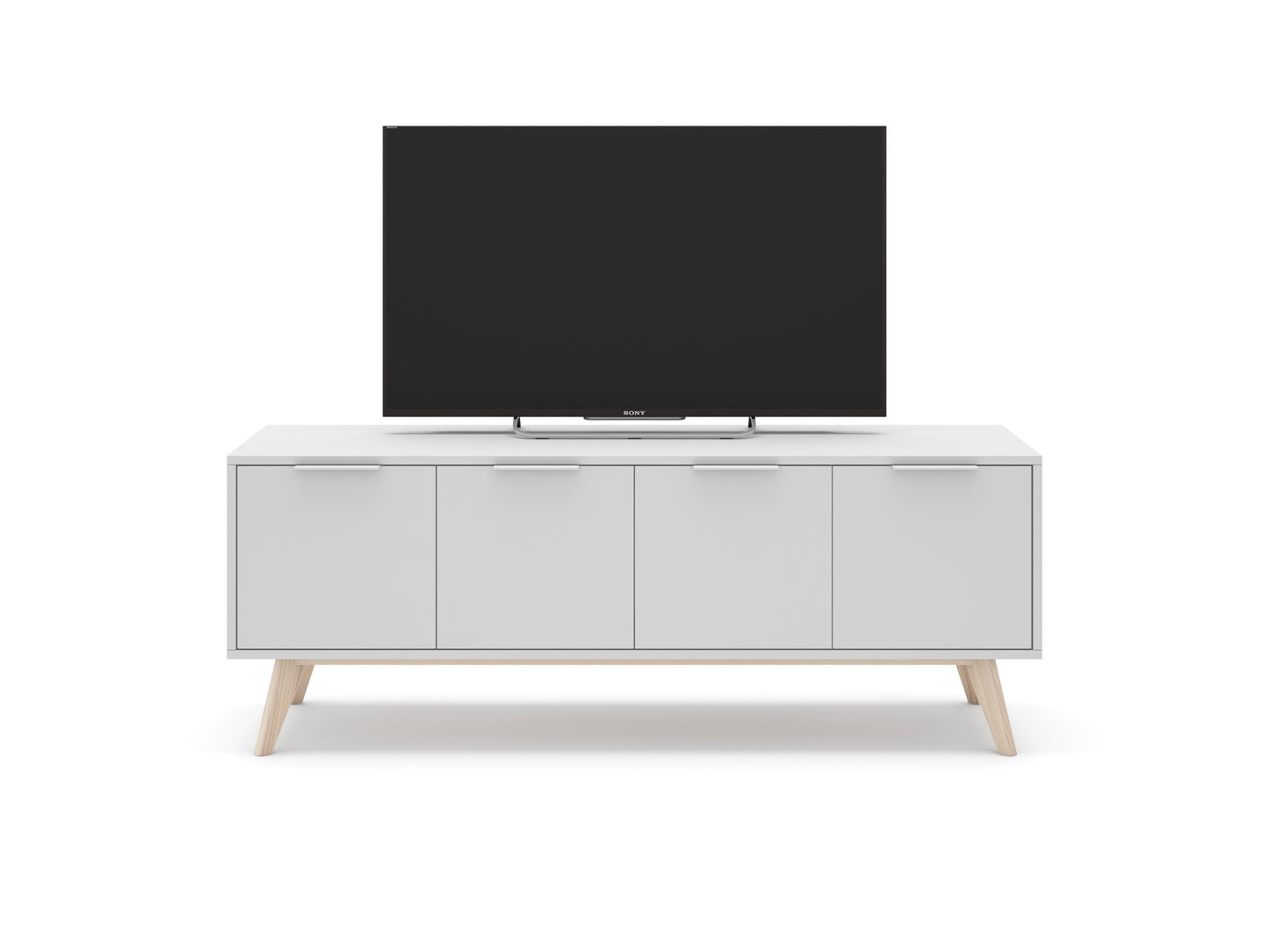 Mueble TV modelo Style con puertas, color blanco - 140cm