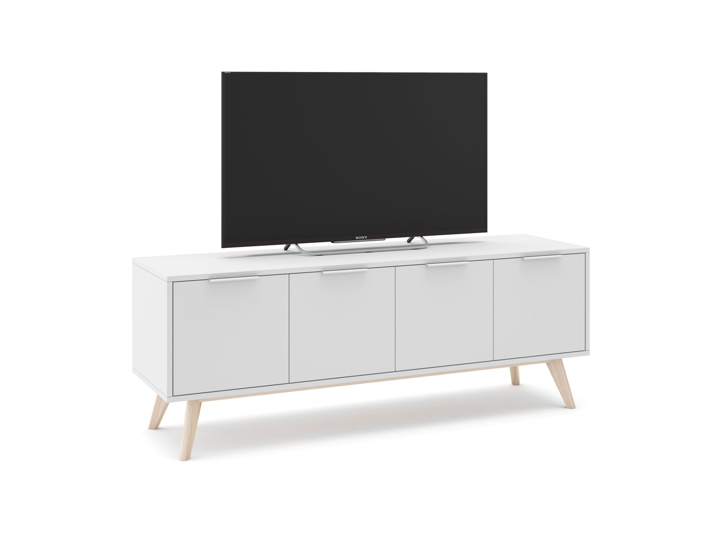 Mueble TV modelo Style con puertas, color blanco - 140cm